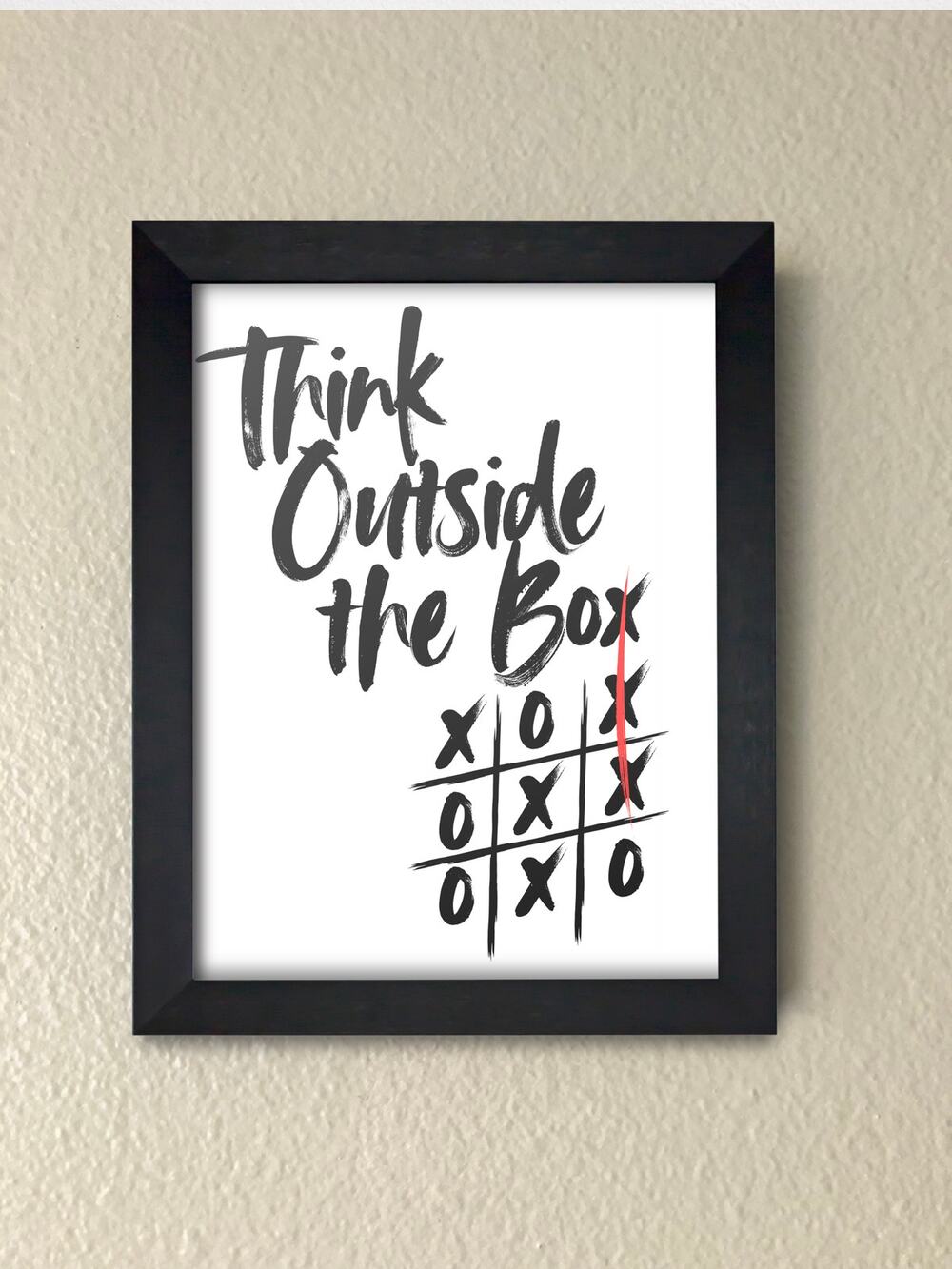 "Think Outside the Box" Framed Wall Art – Modern Pop Art Office Decor